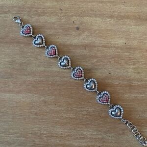 Brighton Heart Charm Bracelet with Pink and Silver Tones